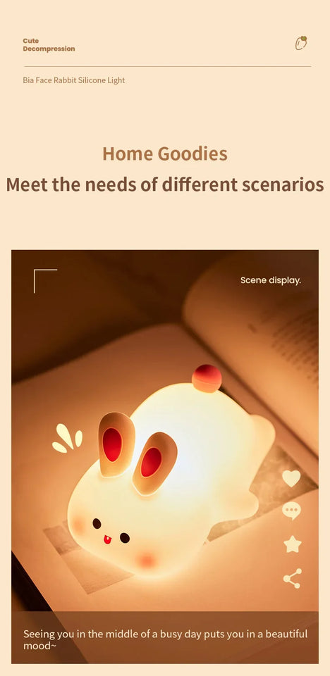 🐰💡 Luz Noturna LED de Coelho – A Luminária Fofa e Confortável para o Quarto! 🌙✨