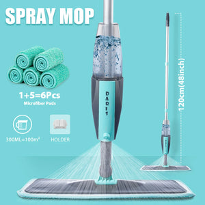 Mop com Spray e Vassoura Rotativa de 360° para Limpeza de Pisos