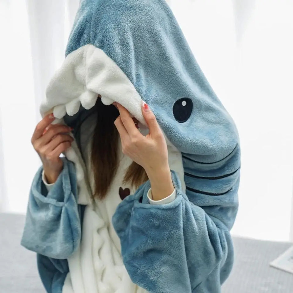 🦈 Cobertor Saco de Dormir Tubarão – Divertido, Quentinho e Confortável!